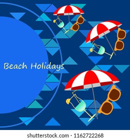 beach umbrella sunglasses cocktail beach holiday vector background