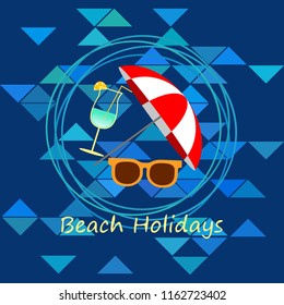 beach umbrella sunglasses cocktail beach holiday vector background