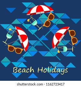 beach umbrella sunglasses cocktail beach holiday vector background