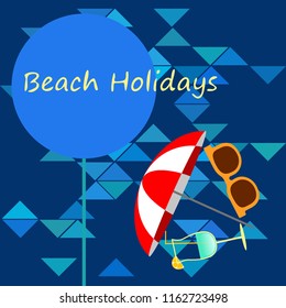 beach umbrella sunglasses cocktail beach holiday vector background