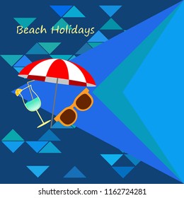 beach umbrella sunglasses cocktail beach holiday vector background