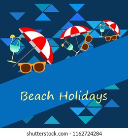 beach umbrella sunglasses cocktail beach holiday vector background