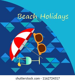 beach umbrella sunglasses cocktail beach holiday vector background