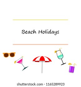 beach umbrella sunglasses cocktail beach holiday vector background