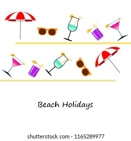 beach umbrella sunglasses cocktail beach holiday vector background