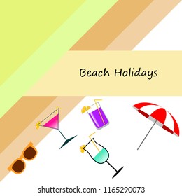 beach umbrella sunglasses cocktail beach holiday vector background