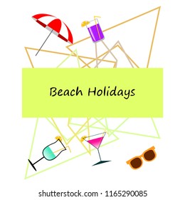 beach umbrella sunglasses cocktail beach holiday vector background