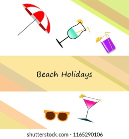 beach umbrella sunglasses cocktail beach holiday vector background