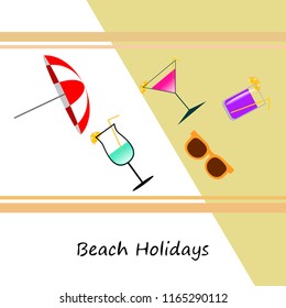 beach umbrella sunglasses cocktail beach holiday vector background