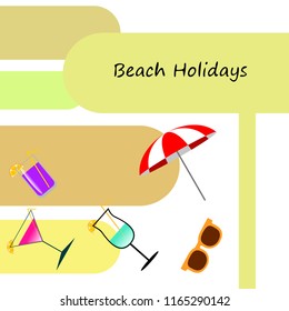beach umbrella sunglasses cocktail beach holiday vector background