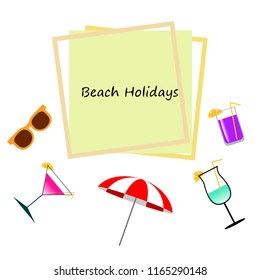 beach umbrella sunglasses cocktail beach holiday vector background