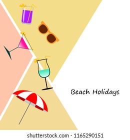 beach umbrella sunglasses cocktail beach holiday vector background