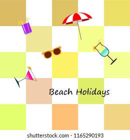 beach umbrella sunglasses cocktail beach holiday vector background