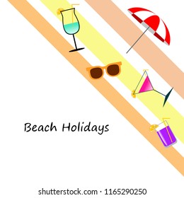 beach umbrella sunglasses cocktail beach holiday vector background