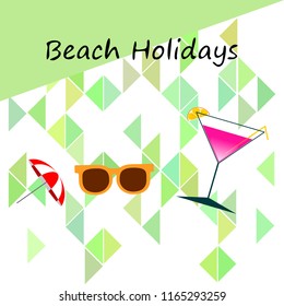 beach umbrella sunglasses cocktail beach holiday vector background