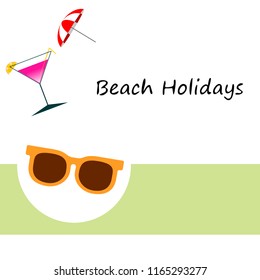 beach umbrella sunglasses cocktail beach holiday vector background