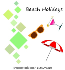 beach umbrella sunglasses cocktail beach holiday vector background