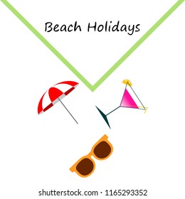 beach umbrella sunglasses cocktail beach holiday vector background
