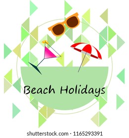 beach umbrella sunglasses cocktail beach holiday vector background