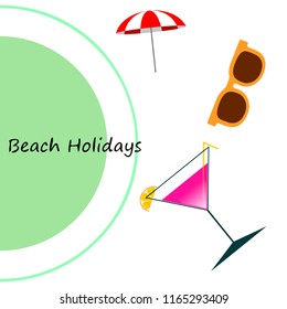 beach umbrella sunglasses cocktail beach holiday vector background
