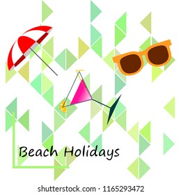 beach umbrella sunglasses cocktail beach holiday vector background