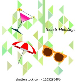 beach umbrella sunglasses cocktail beach holiday vector background