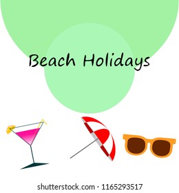 beach umbrella sunglasses cocktail beach holiday vector background