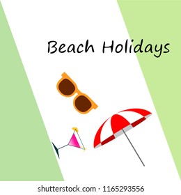 beach umbrella sunglasses cocktail beach holiday vector background