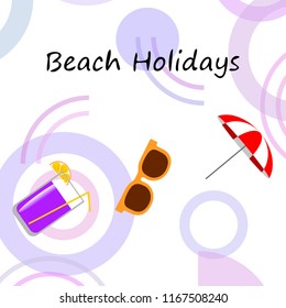 beach umbrella sunglasses cocktail beach holiday vector background