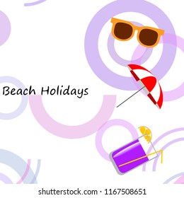 beach umbrella sunglasses cocktail beach holiday vector background