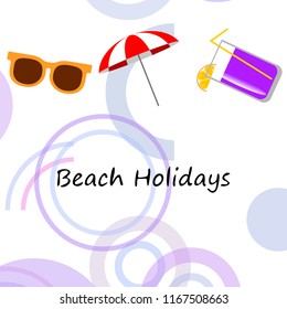 beach umbrella sunglasses cocktail beach holiday vector background