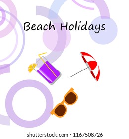 beach umbrella sunglasses cocktail beach holiday vector background