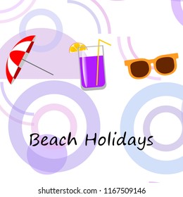 beach umbrella sunglasses cocktail beach holiday vector background