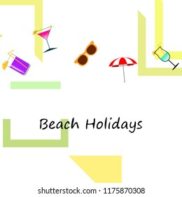 beach umbrella sunglasses cocktail beach holiday vector background