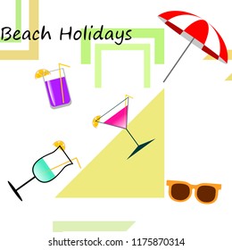 beach umbrella sunglasses cocktail beach holiday vector background beach umbrella sunglasses cocktail beach holiday vector background