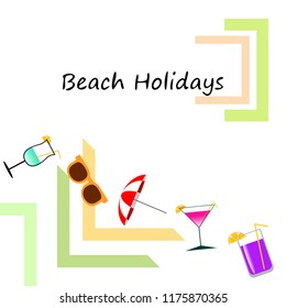 beach umbrella sunglasses cocktail beach holiday vector background