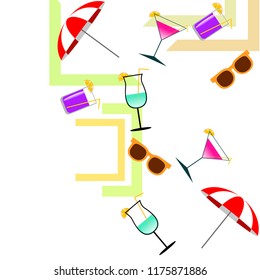 beach umbrella sunglasses cocktail beach holiday vector background