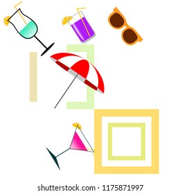 beach umbrella sunglasses cocktail beach holiday vector background