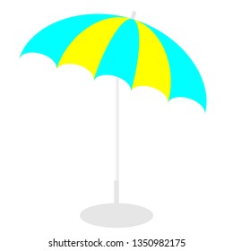 Beach umbrella or sunshade with stand. Vector graphic illustration. Flat design. 