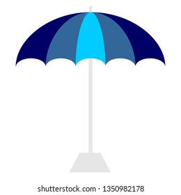 Beach umbrella or sunshade with stand. Vector graphic illustration. Flat design. 