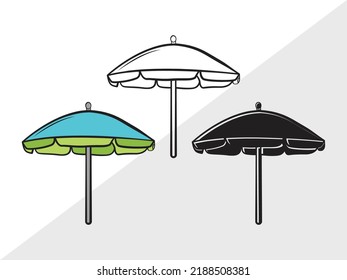Beach Umbrella SVG Printable Vector Illustration svg