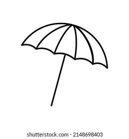 Beach umbrella Thin line icon on white background.