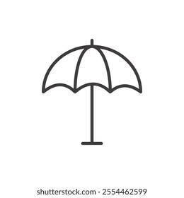 Beach Umbrella thin liner icon vector.