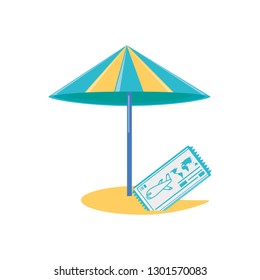 beach umbrella with ticket airplane