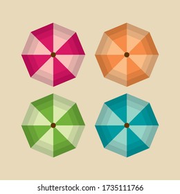 Beach Umbrella Top View in 4 Color Variations