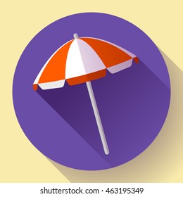 Beach umbrella, top view icon. Vector. Flat design style