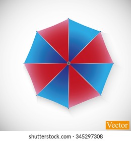 Beach umbrella top view icons, vector illustration