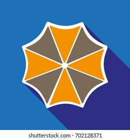 Beach umbrella, top view. Vector illustration.
