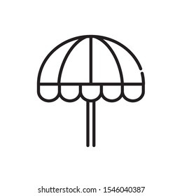 beach umbrella tourism travel thick line vector illustration