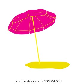 Beach umbrella. Traveling, vacation concept. symbol of a holiday by the sea Vector illustration in flat style isolated on white background.